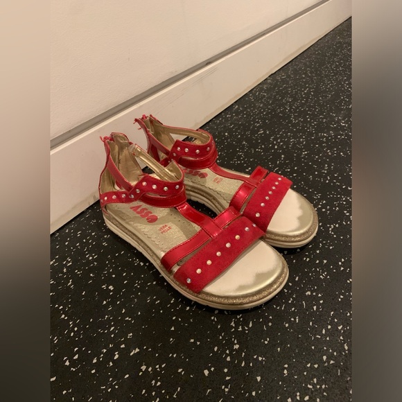 Asso girls red sandals size US 3 kids dress shoes red - Picture 2 of 4